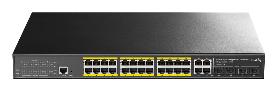 Cudy GS2028PS4 Commutateur Gigabit géré haute performance 24 ports avec PoE 1U a monter en rack