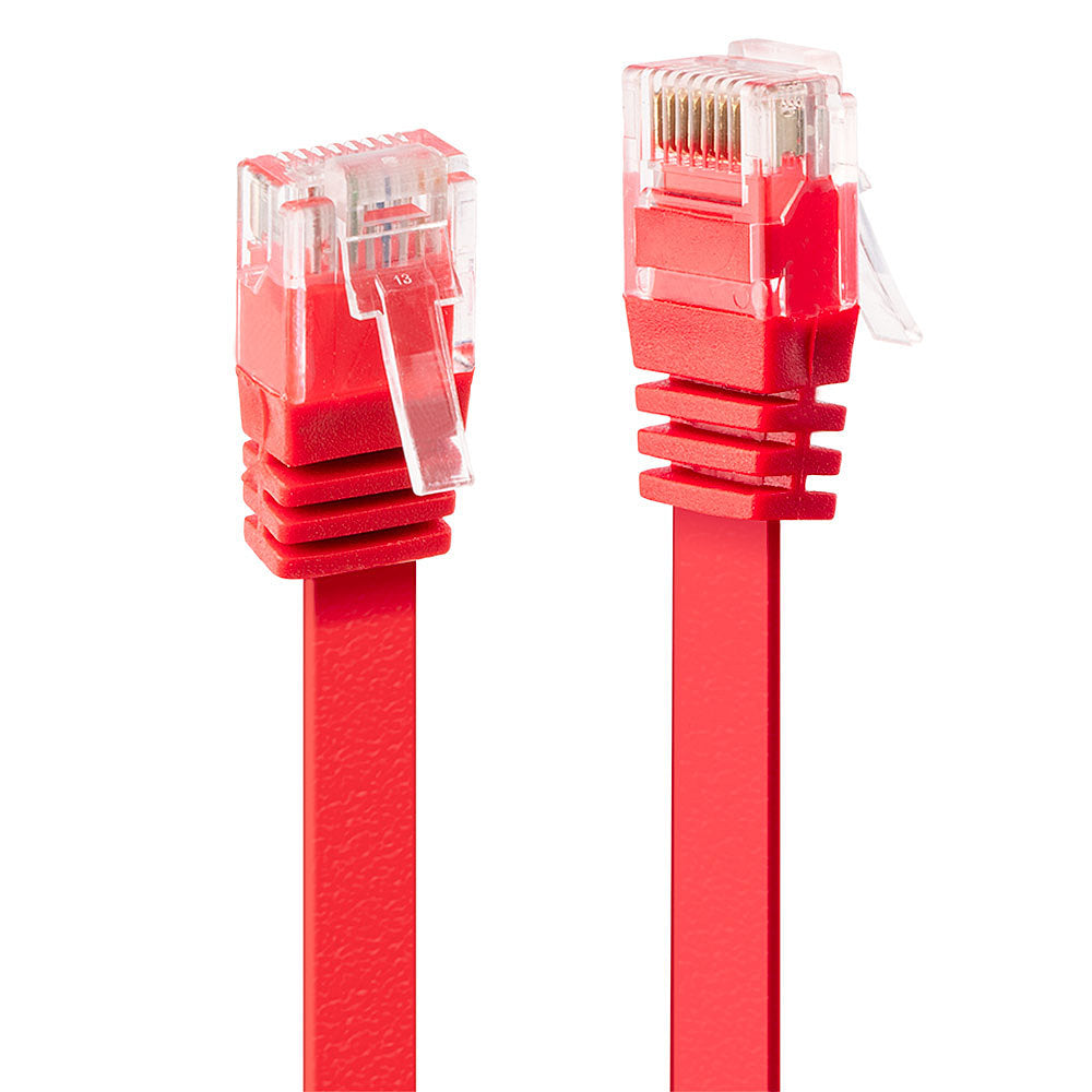 LINDY Cat.6 U/UTP Flat Patch Cable Red 0.3m Without Shielding