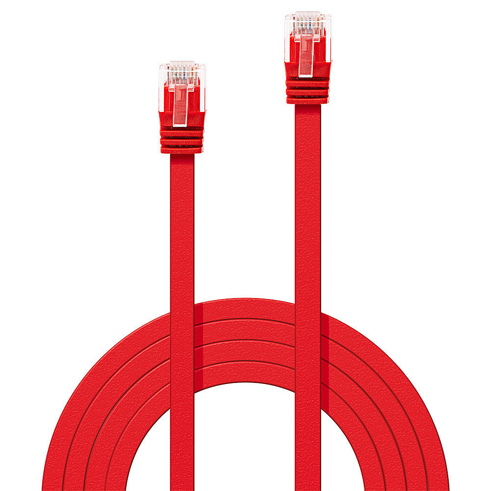 LINDY Cat.6 U/UTP Flat Patch Cable Red 0.3m Without Shielding