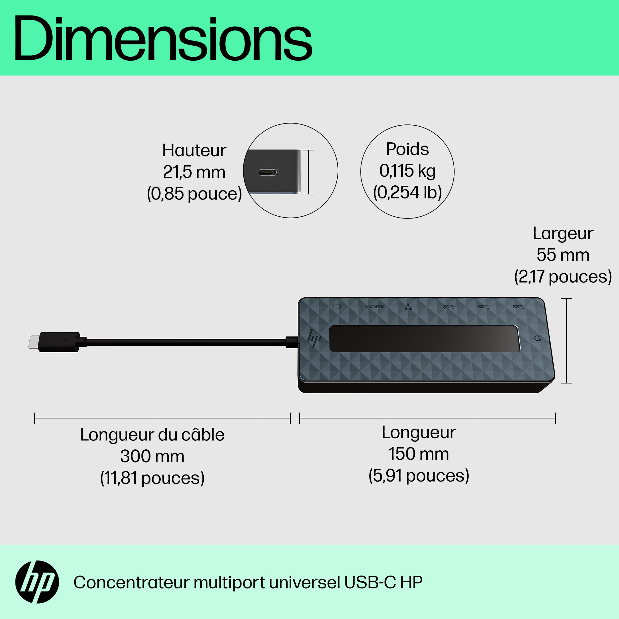 HP 50H55AA USB 3.2 Gen 2 (3.1 Gen 2) Type-C Noir