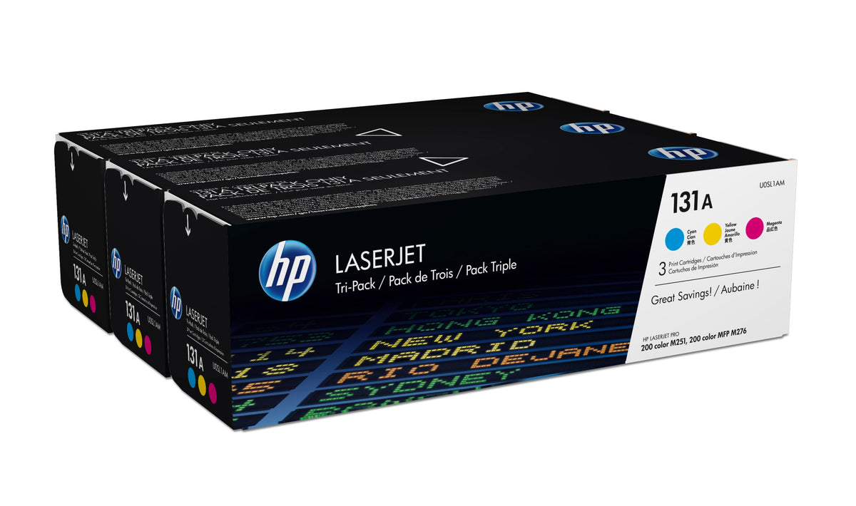 HP 131A original Toner cartridge U0SL1AM cyan magenta yellow standard capacity 3 x 1.800 pages 3-pack