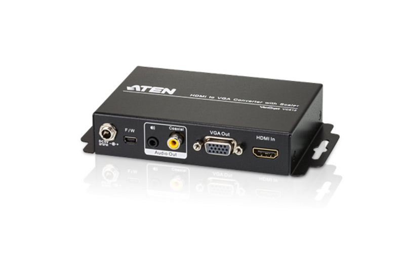 "ATEN Convertisseur HDMI-VGA avec convertisseur de format d’image - Convertisseur vidéo scaler - Noir - Métal - 1920 x 1200 pixels - 800 x 600,1024 x 768,1280 x "