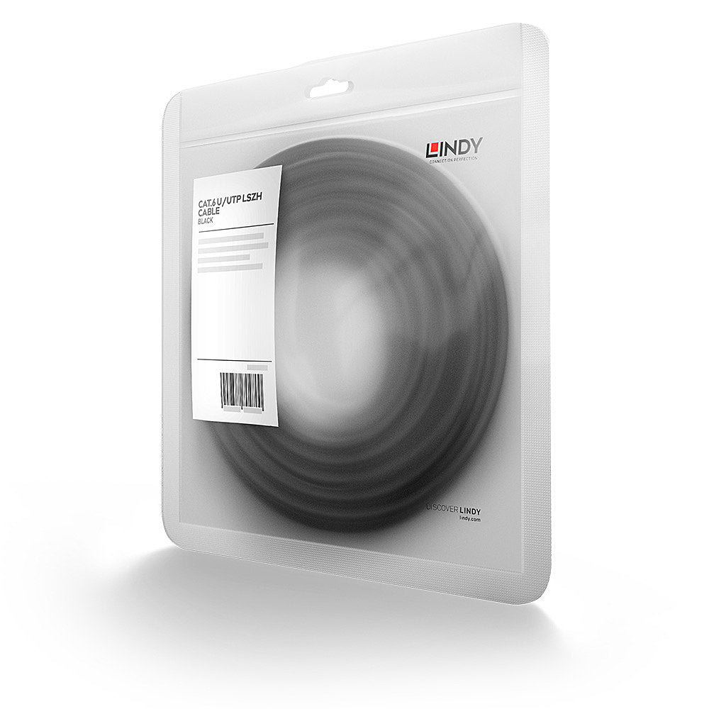LINDY UTP Cat.6 Cable Black 1m LSOH incl. Testprotocol