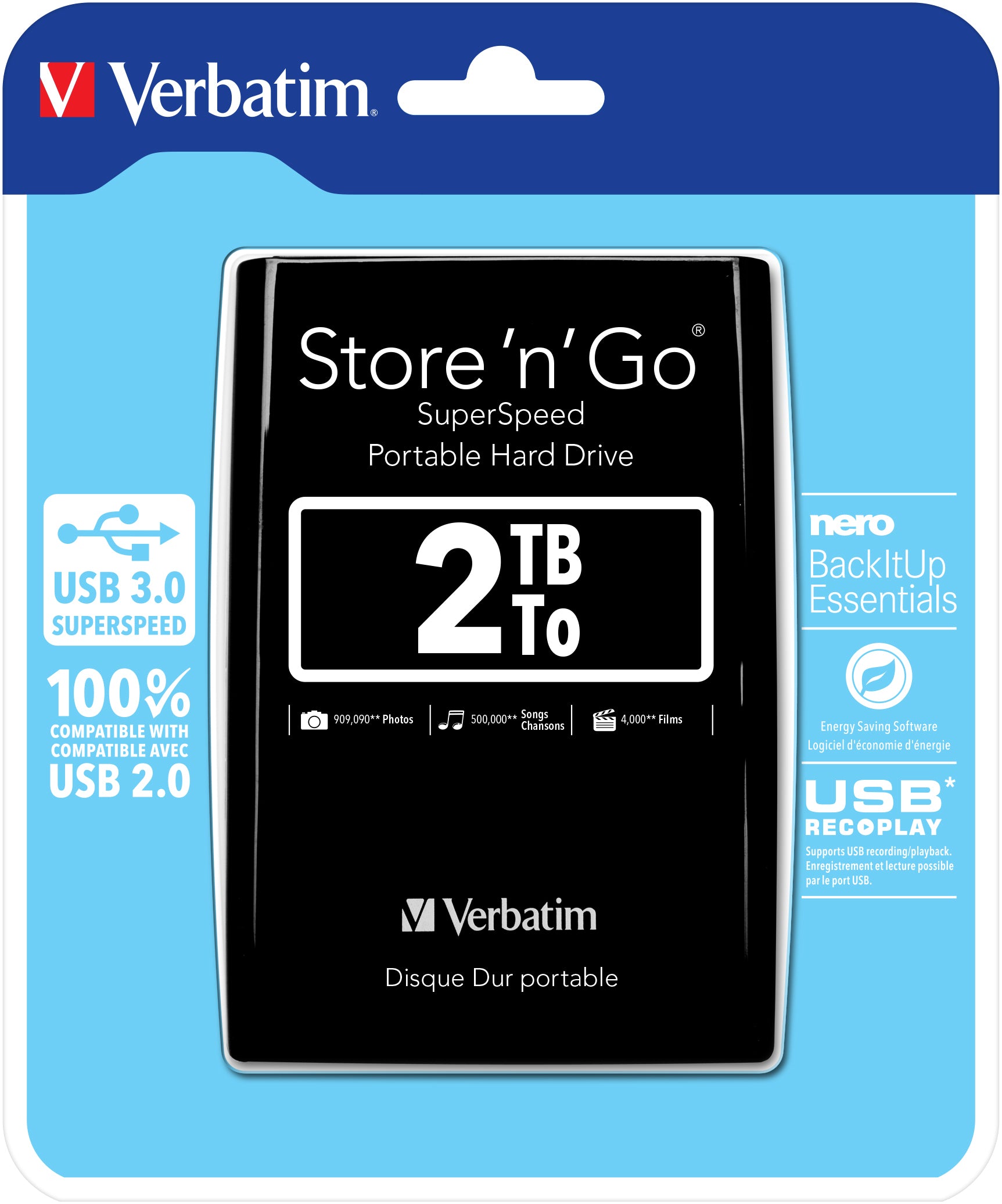 Verbatim ext HDD 2.5" 2TB USB 3.0 black