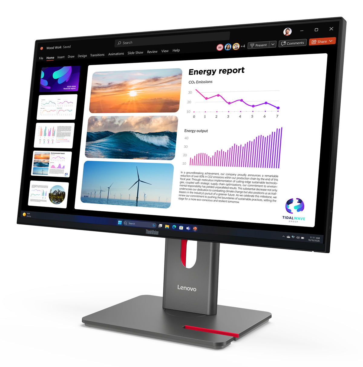LENOVO ThinkVision P24Q-40 LED Écran 24p 2560x1440 QHD 120Hz IPS 300cd/m2 1500:1 HDR10 4ms HDMI DisplayPort DaisyChain