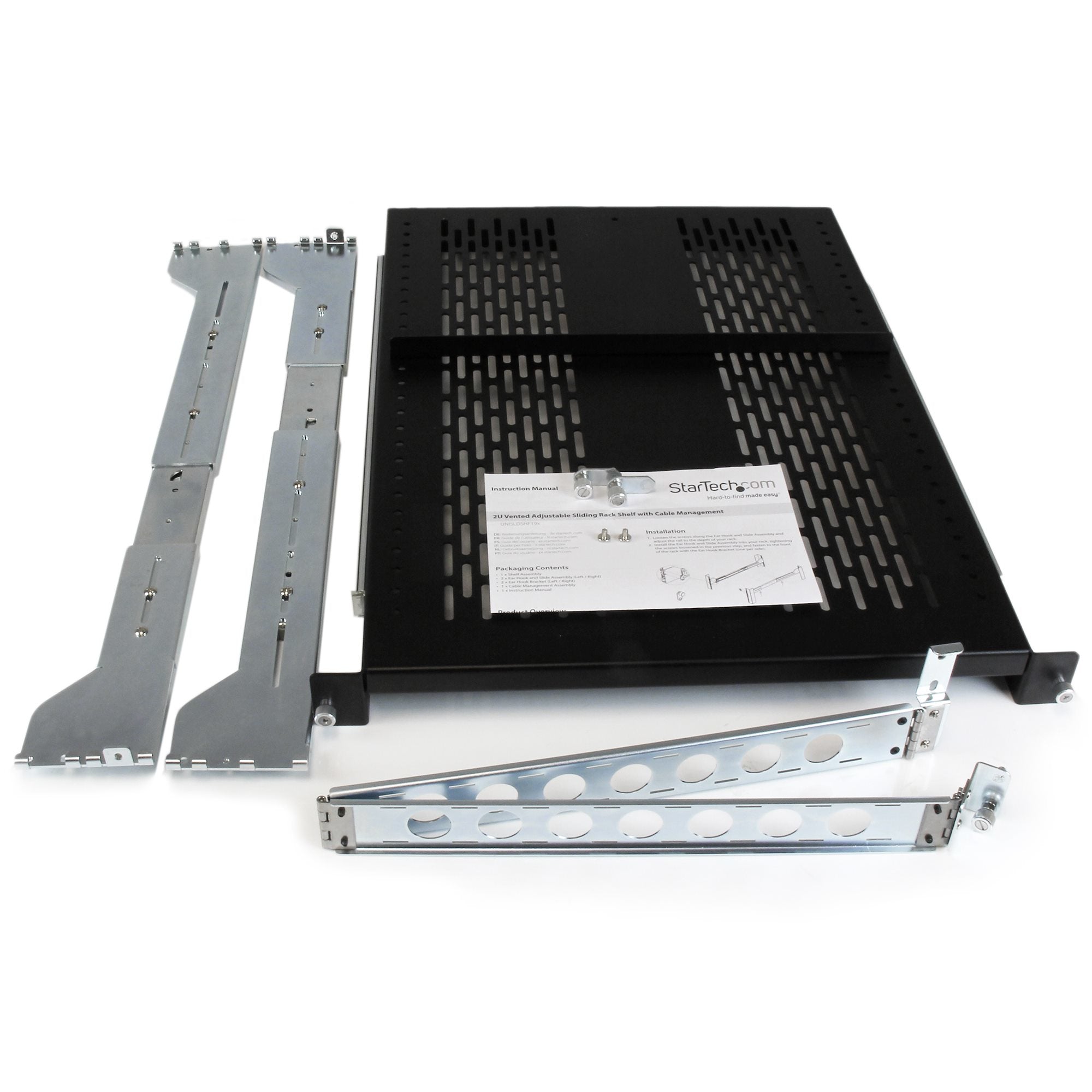 2U Adjustable Vented Sliding Rack Shelf
