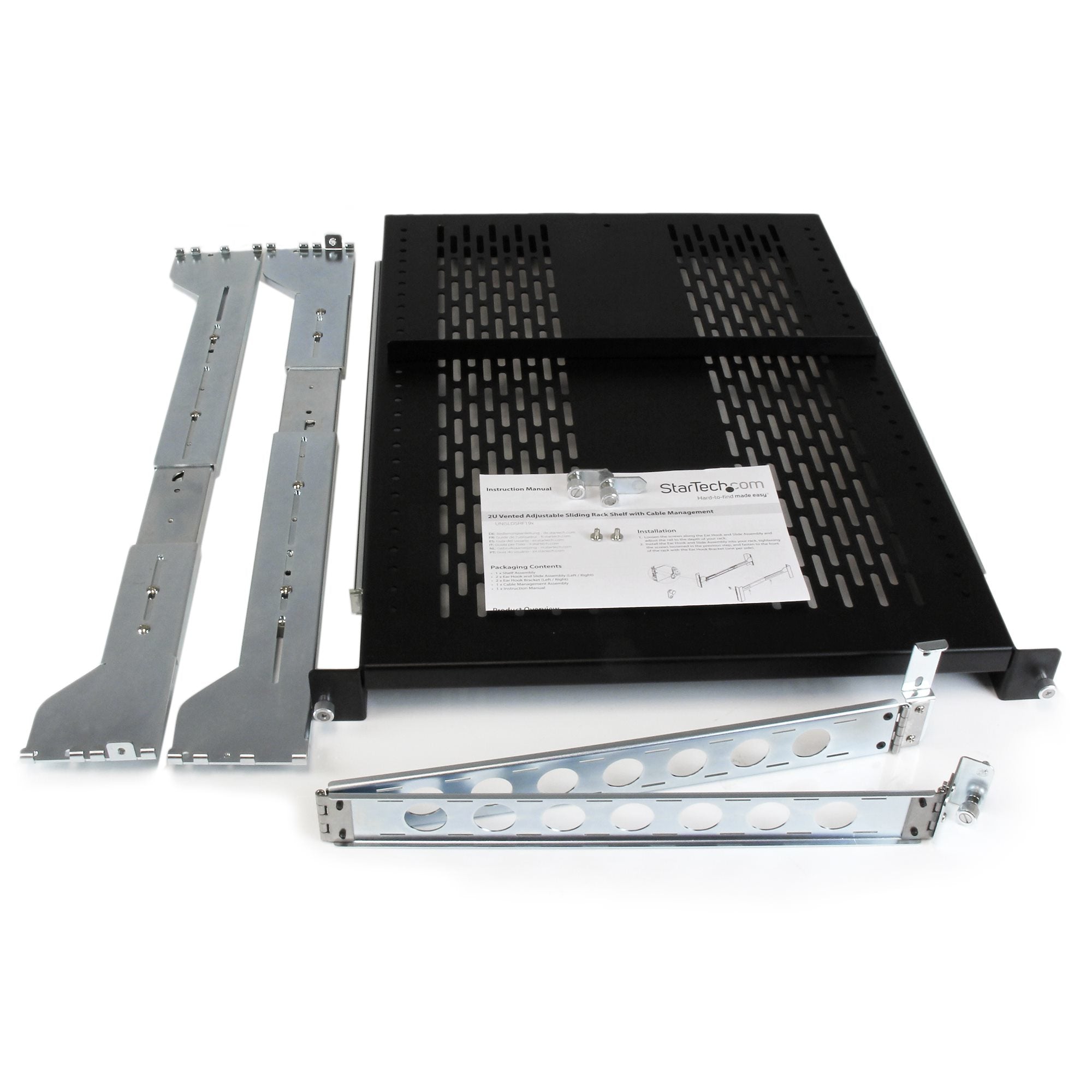 2U Adjustable Vented Sliding Rack Shelf