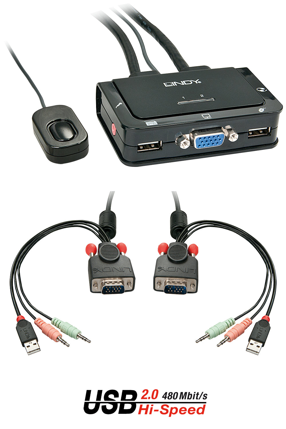LINDY Switch KVM Compact VGA USB 2.0 & Audio 2 ports