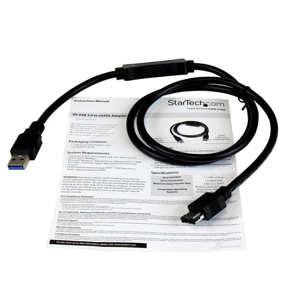 USB 3.0 to eSATA HDD/SSD/ODD 3ft Cable