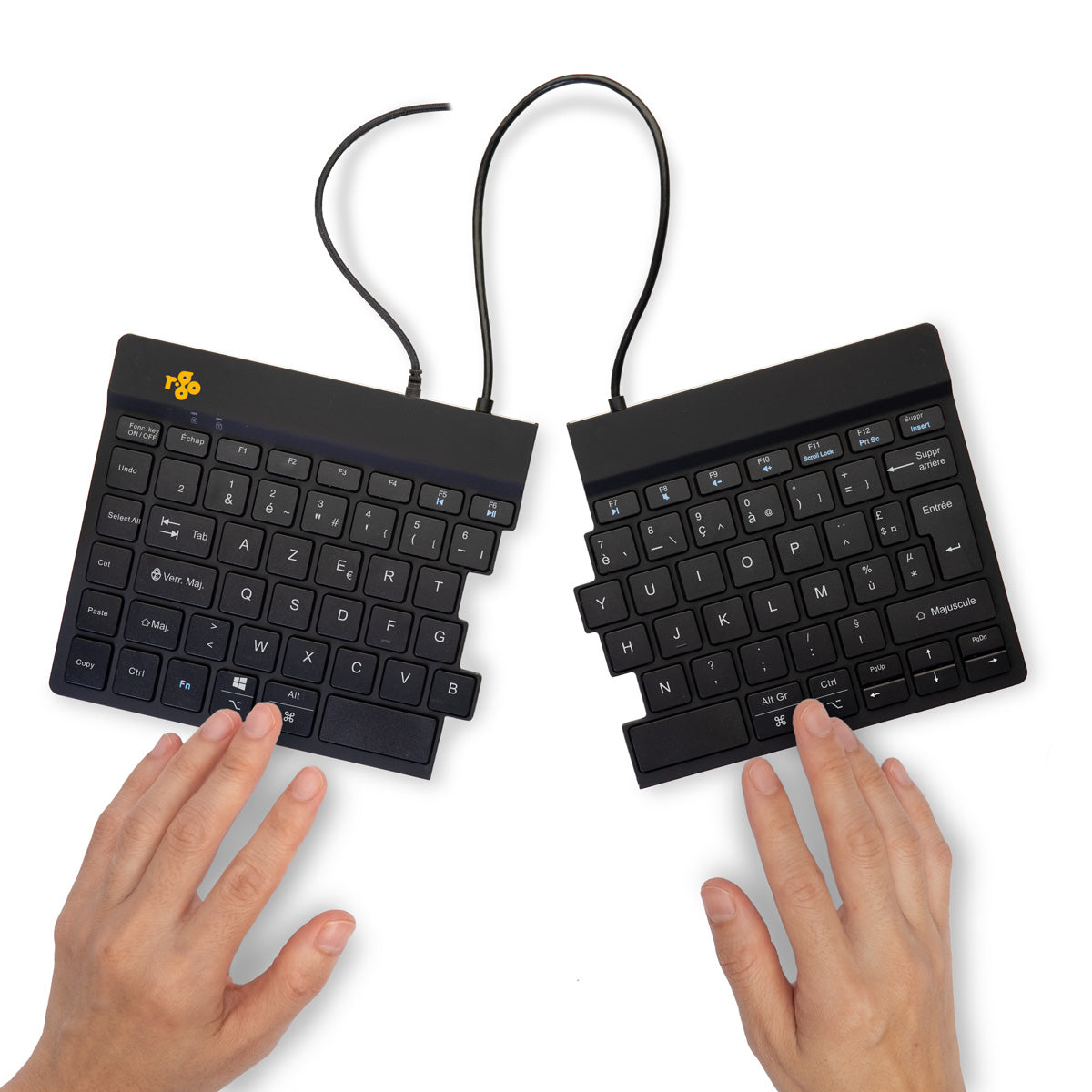 R-GO TOOLS Clavier ergo Split Break v2, divisé, filaire noir