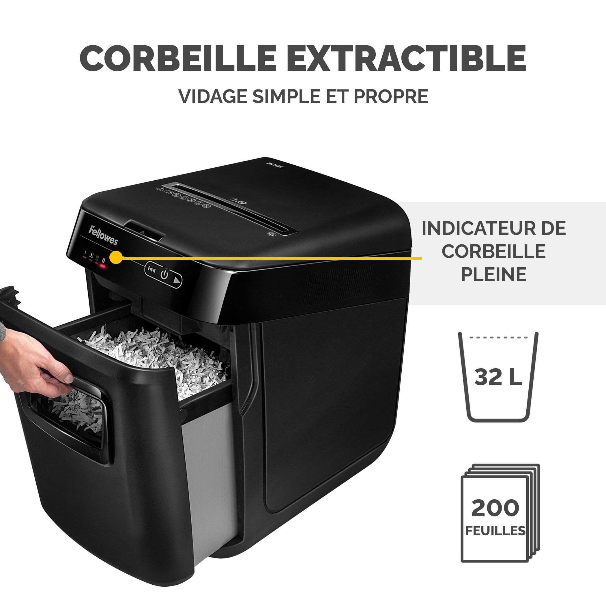 FELLOWES Destructeur AutoMax™ 200C Coupe croisée