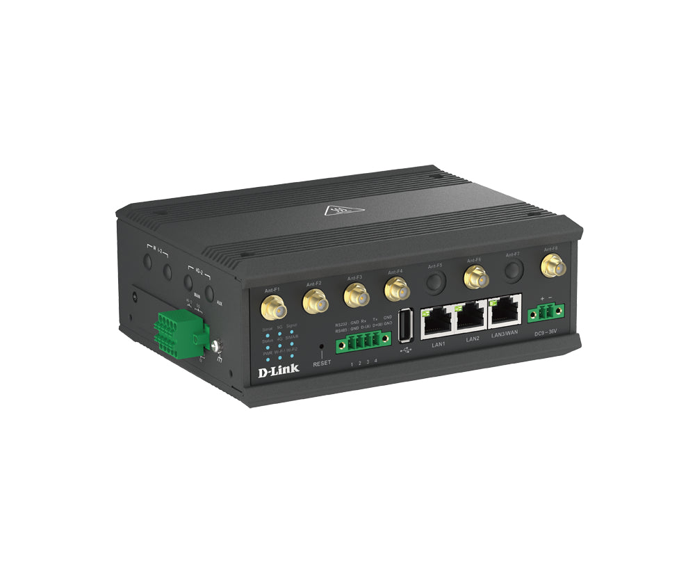 D-LINK Routeur IIoT M2M Industriel 5G NR VPN - Wi-Fi - Double SIM 4 antennes cellulaires externes - 2 x Wi-Fi externes