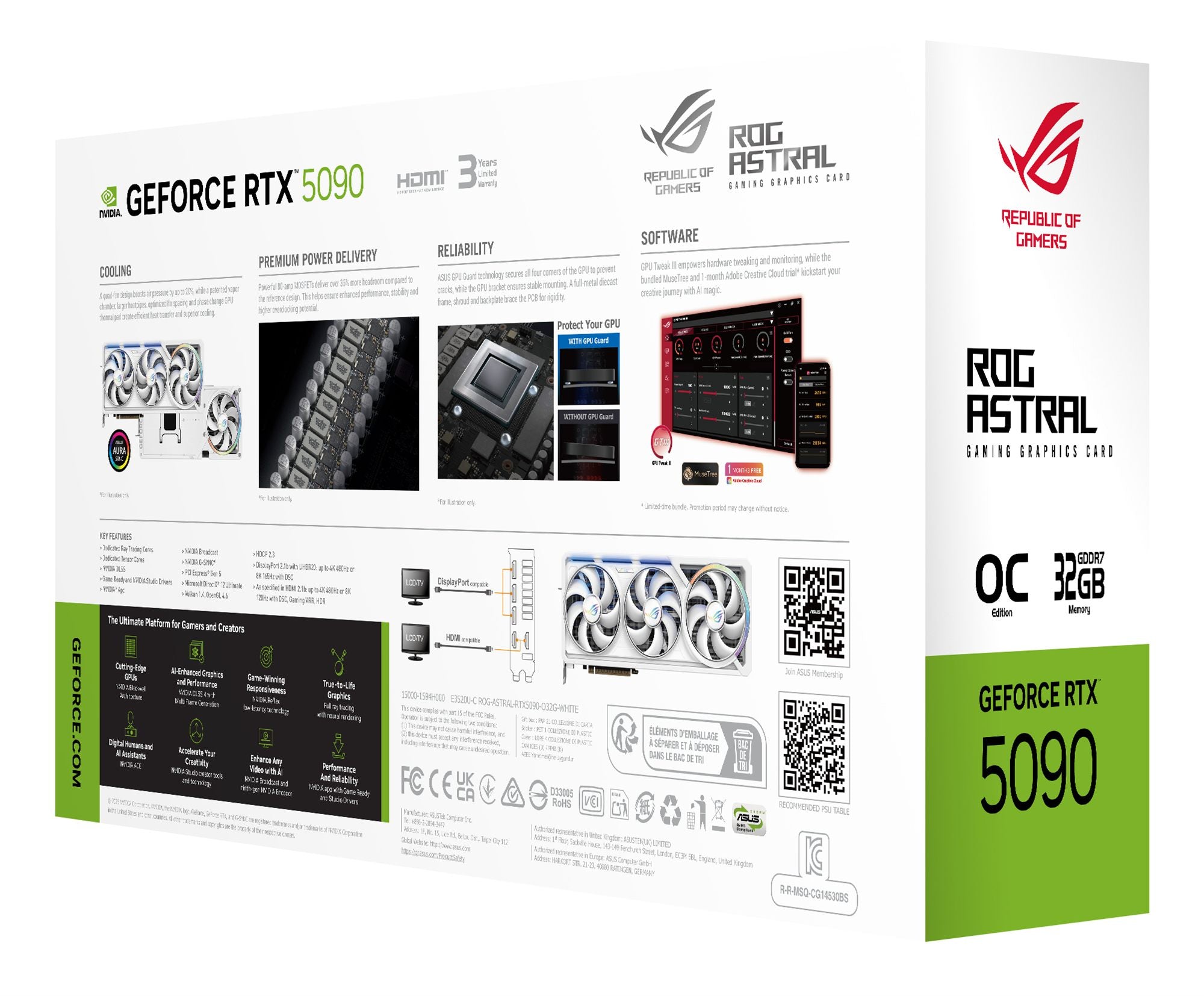 ASUS ROG ASTRAL RTX 5090 O32G WHITE 2xHDMI 3xDP