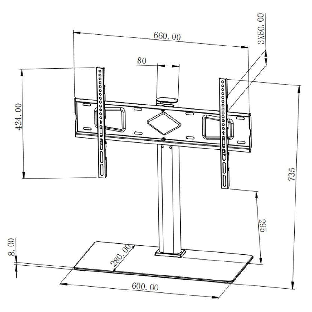 "Techly ICA-LCD S07L Support TV 32-65"" Base pour téléviseur moniteur"