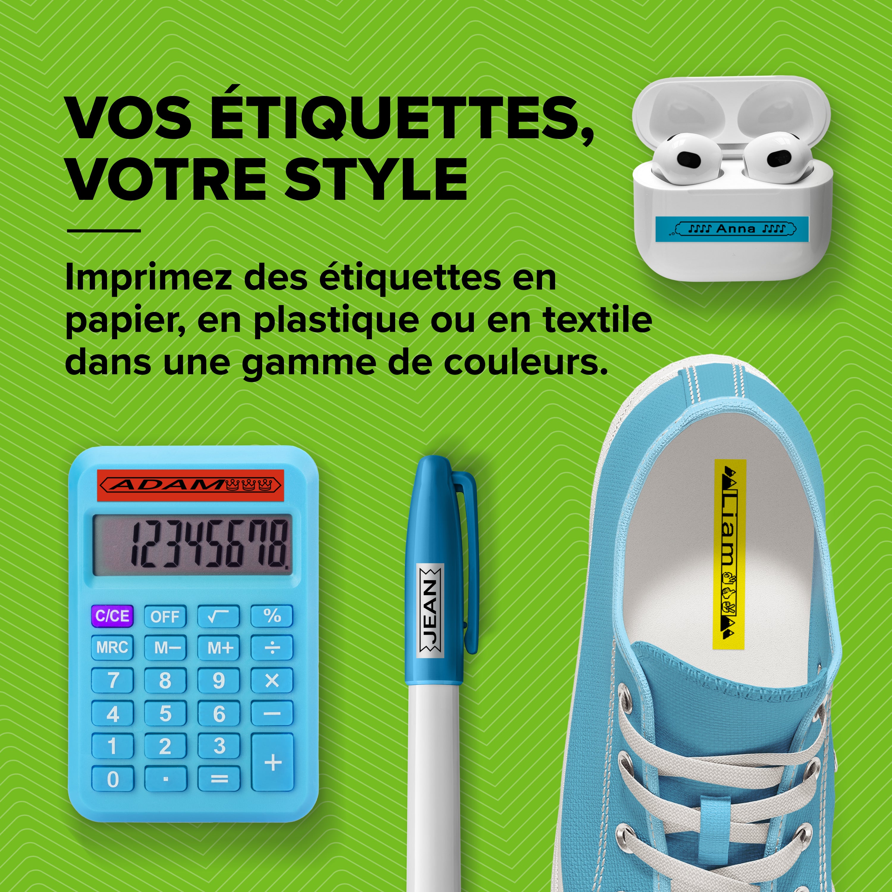 Ruban plastique dymo noir/vert 12MM pour letratag