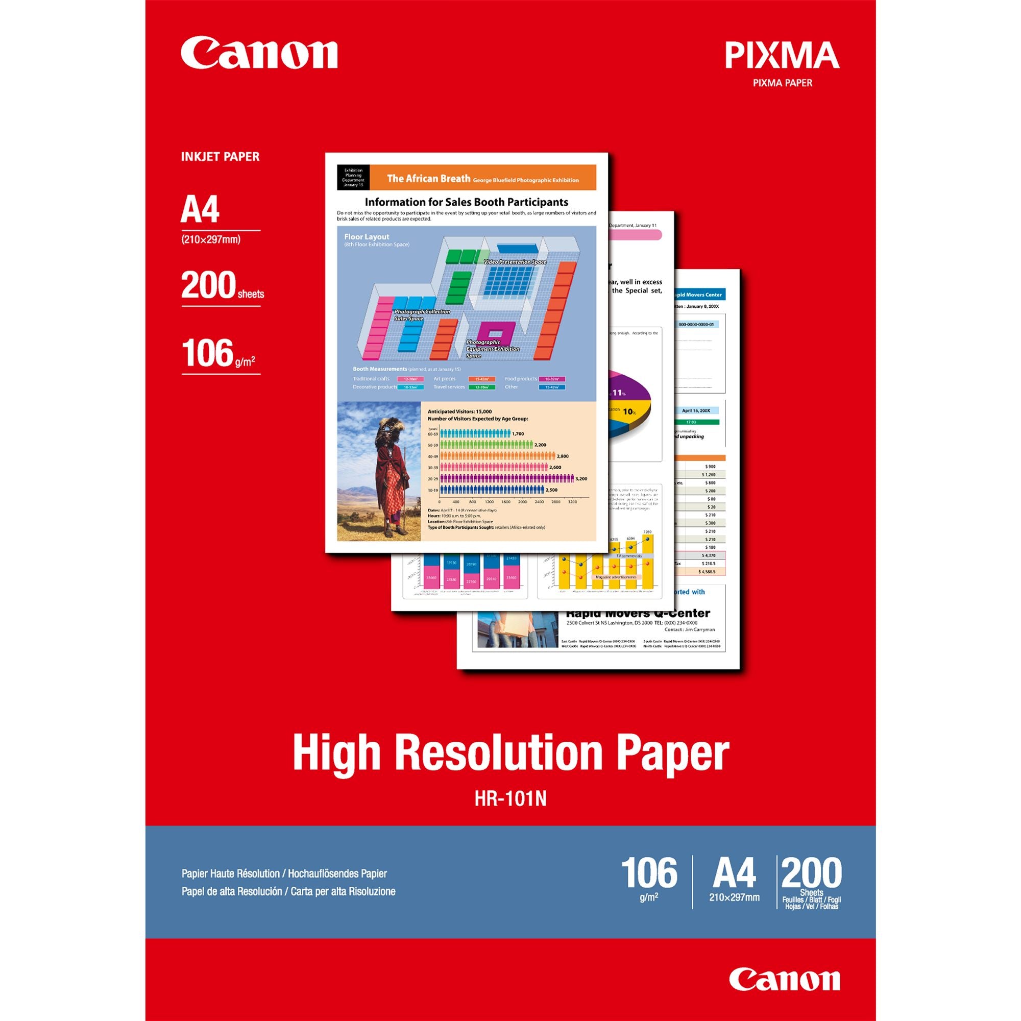 CANON HR-101 high resolution  papier inkjet 110g/m2 A4 200 feuilles pack de 1