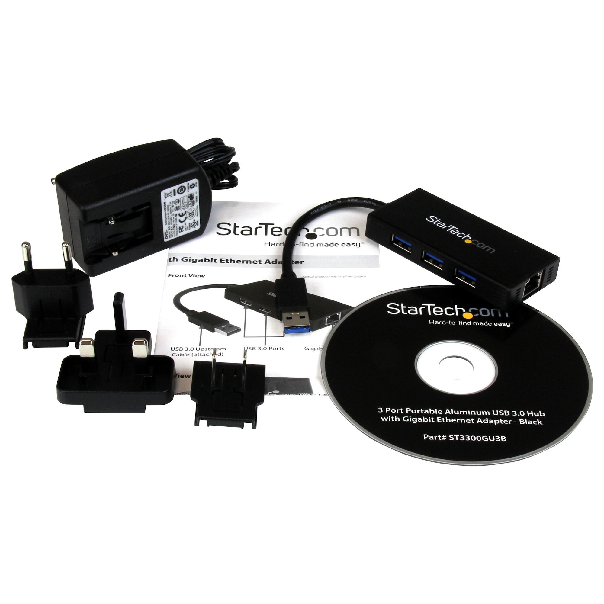 Portable USB 3.0 Hub w/Gigabit Ethernet