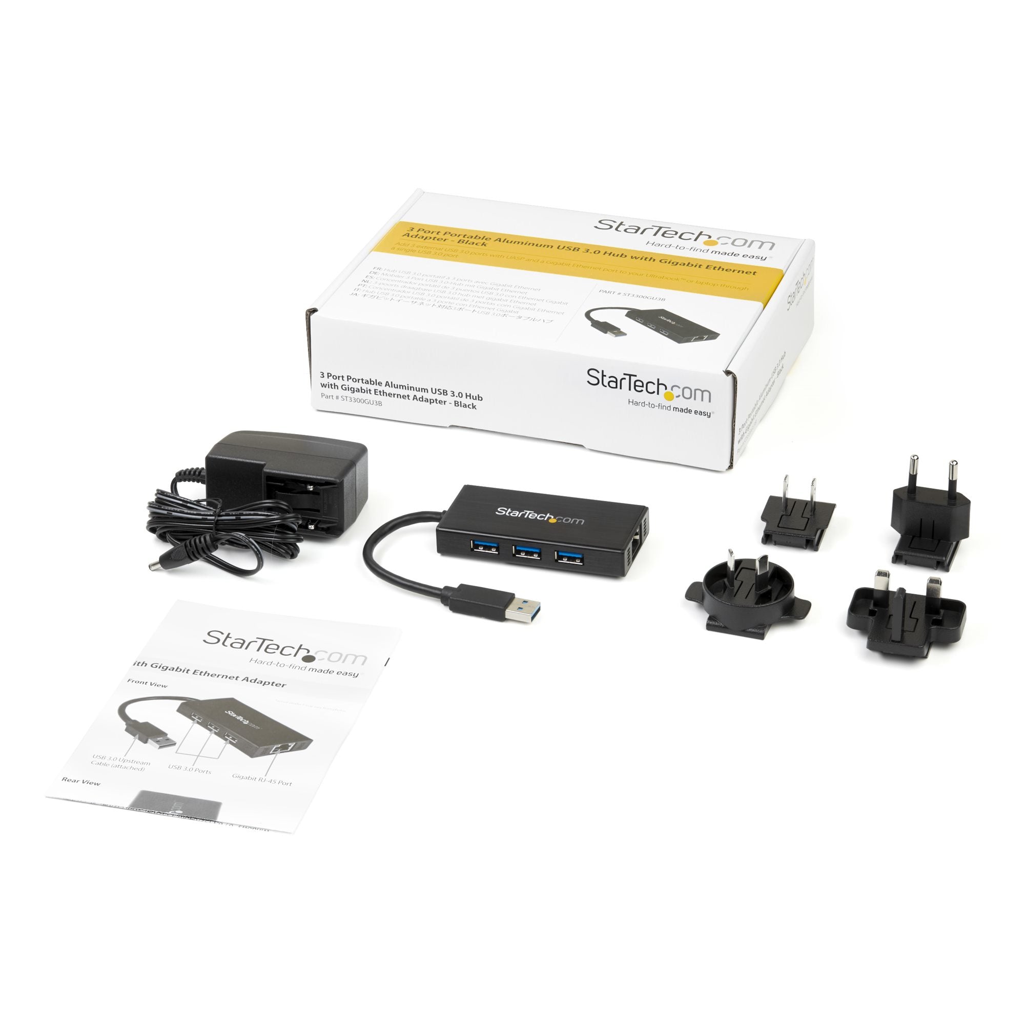Portable USB 3.0 Hub w/Gigabit Ethernet