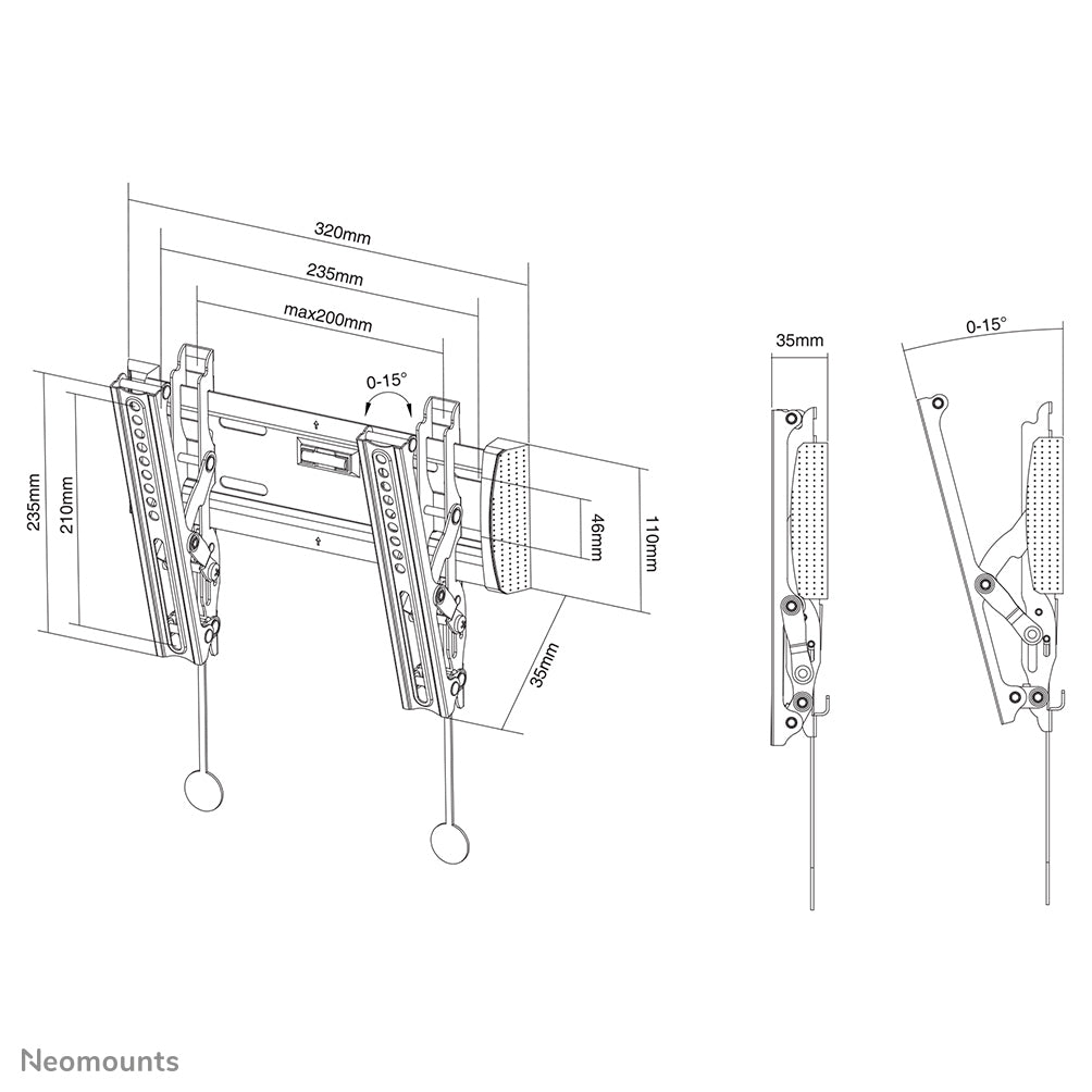 NEOMOUNTS NM-W125BLACK Support pour écran mural 10-40p - inclinable