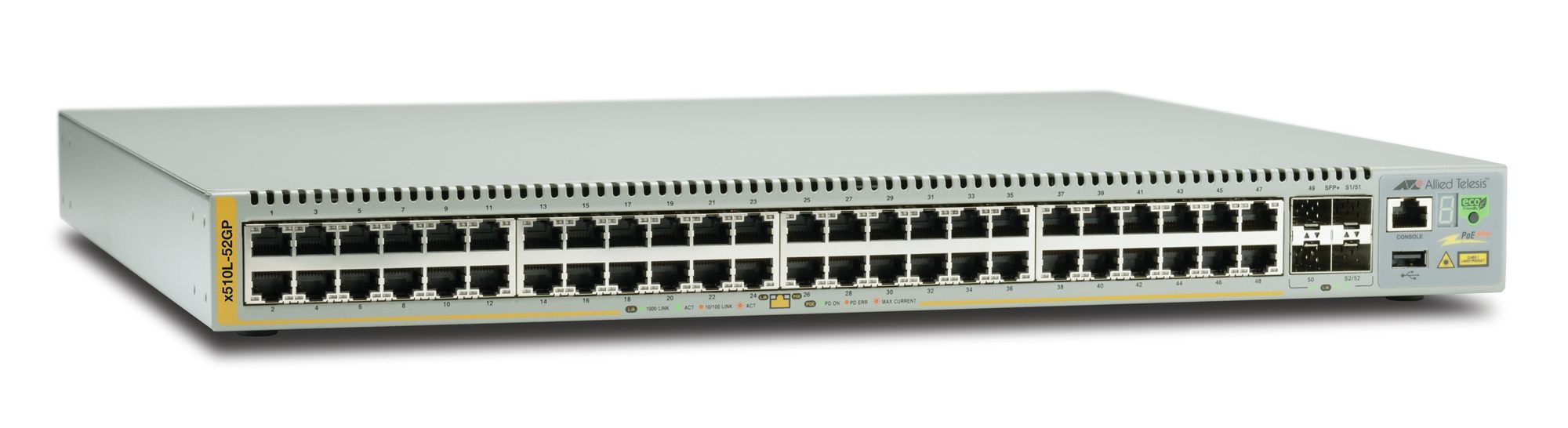 ALLIED AT-x510L-52GP-50 Switch Stackable Top of Rack 48p Gigabit PoE+ & 4 SFP+