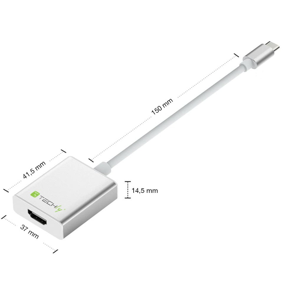 Techly IADAP USB31-HDMI Adaptateur USB-C vers HDMI UHD*60Hz M/F