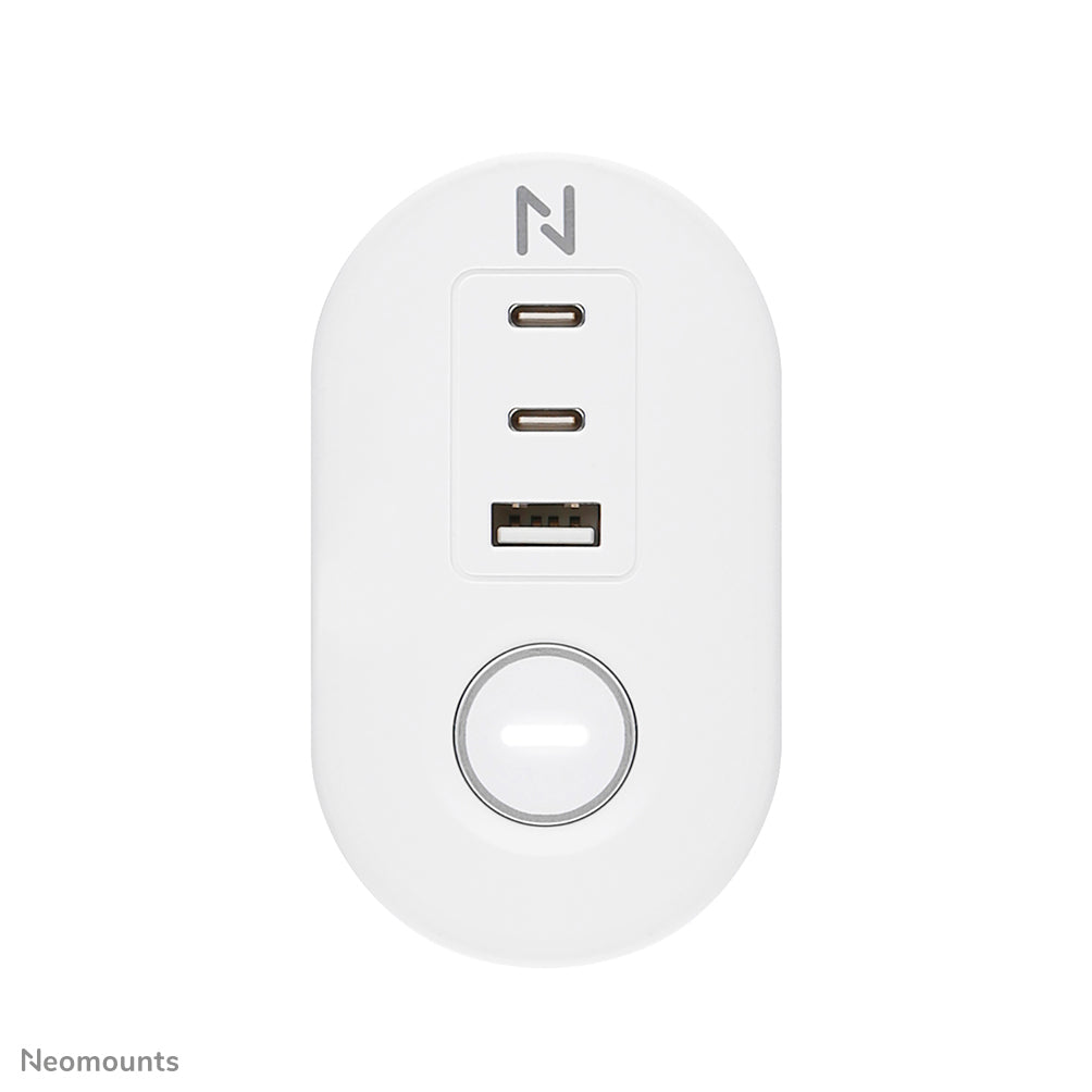 NEOMOUNTS VOLT Desk Clamp socket with Quick-charge USB Ports clamp 0-50mm 3x type-F 230V 1x USB-A 18W 2x USB-C 20W