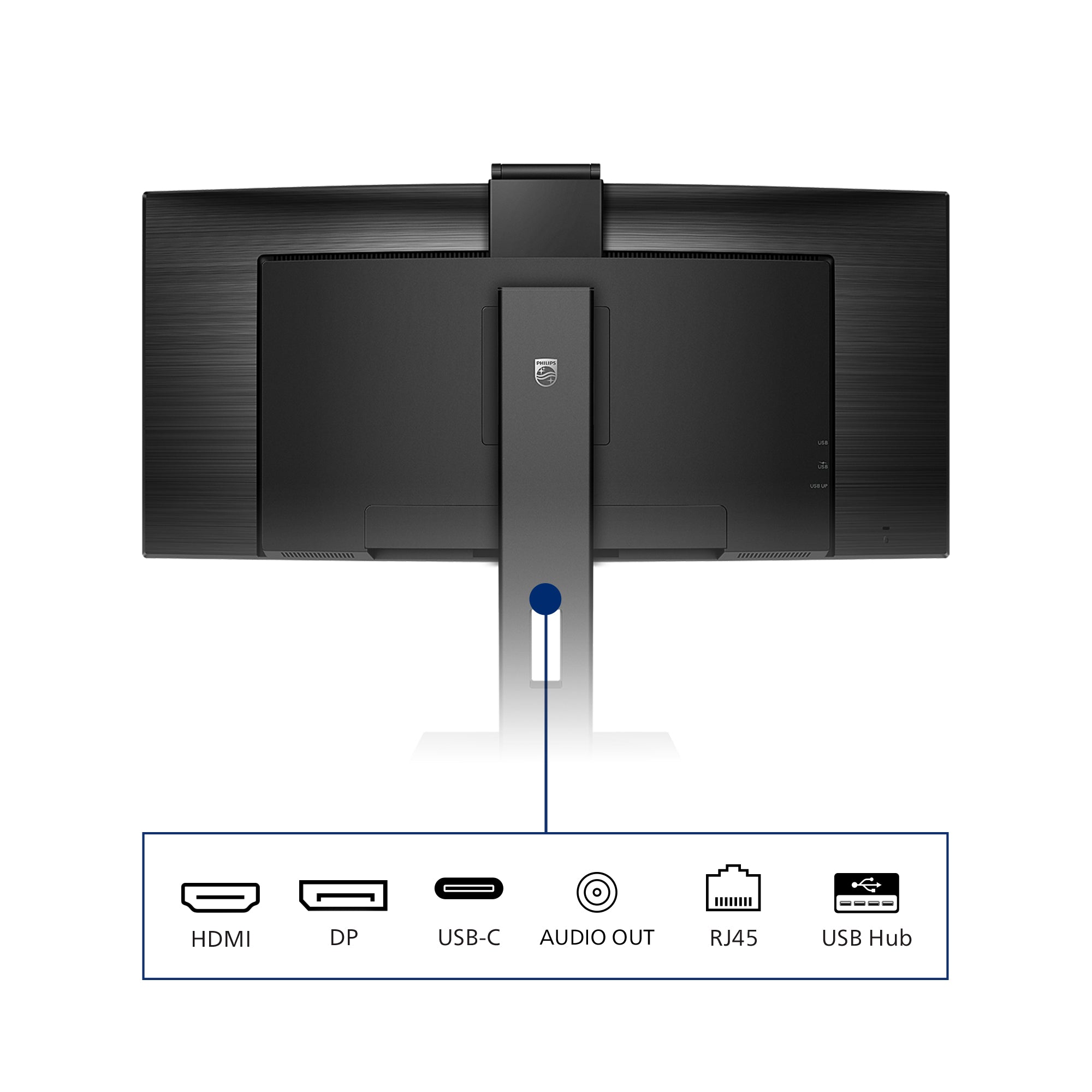 PHILIPS 346P1CRH/00 UWQHD, Curved, 34p, VA, Webcam, 100Hz, 4ms, Adaptive Sync, Docking USB-C, USB-C Port, DP, HDMI, Height adj. HP