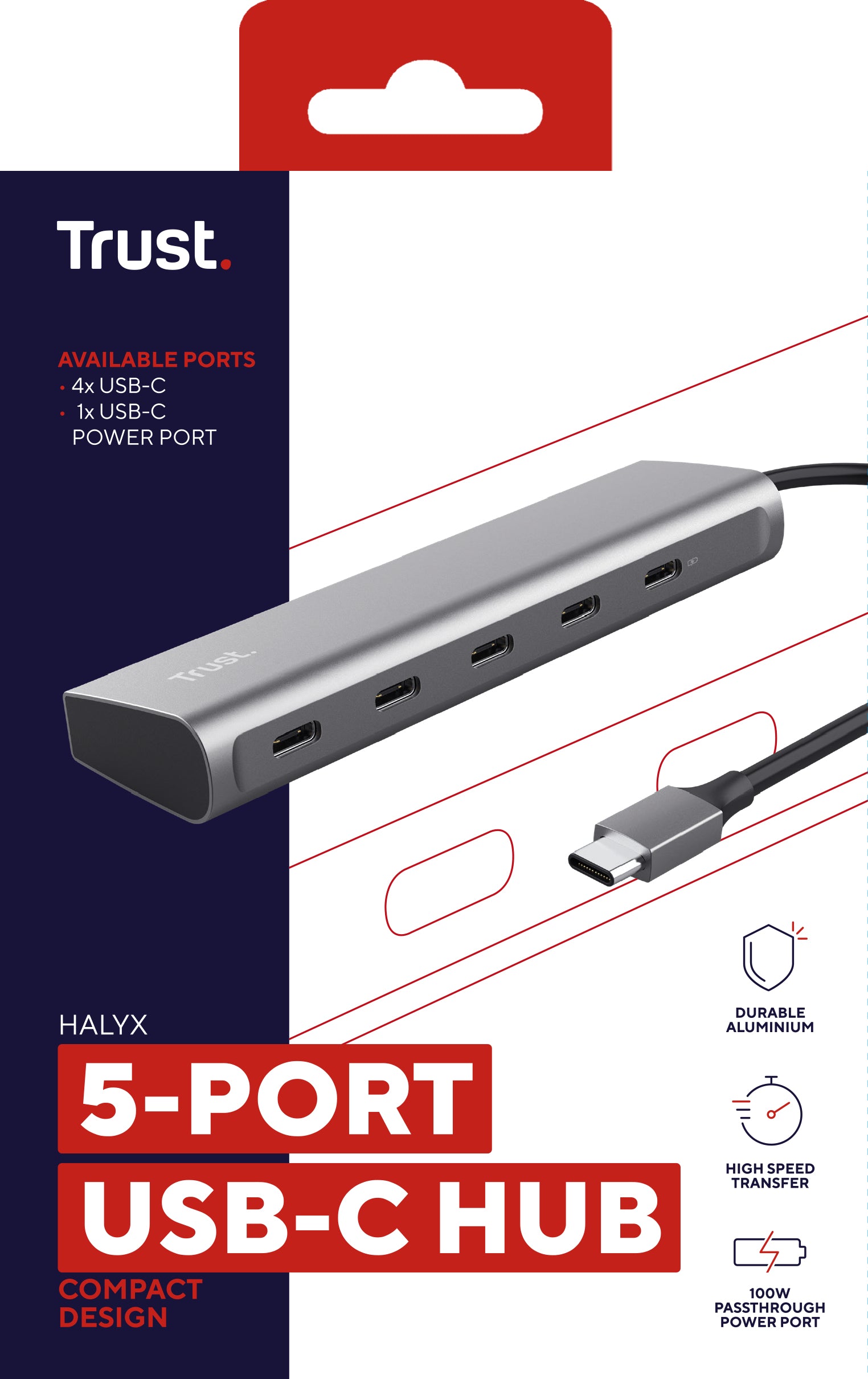 TRUST Hub USB-C HALYX 5 ports USB-C