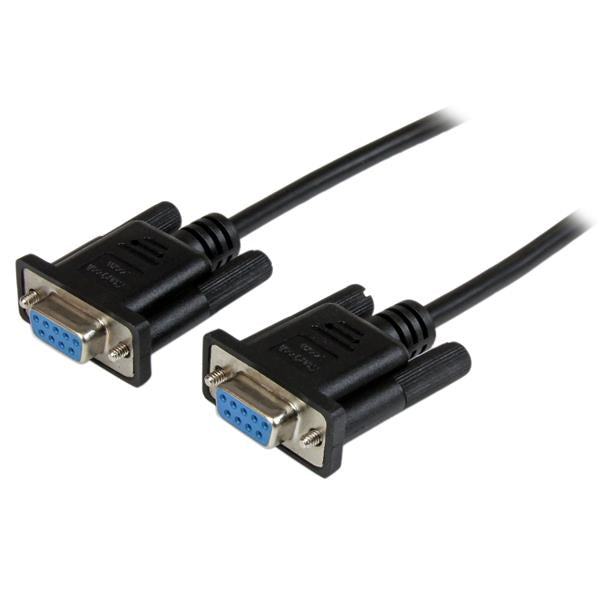2m Black DB9 RS232 Null Modem Cable F/F