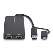USB A USB C to Dual HDMI Adapter Win Mac