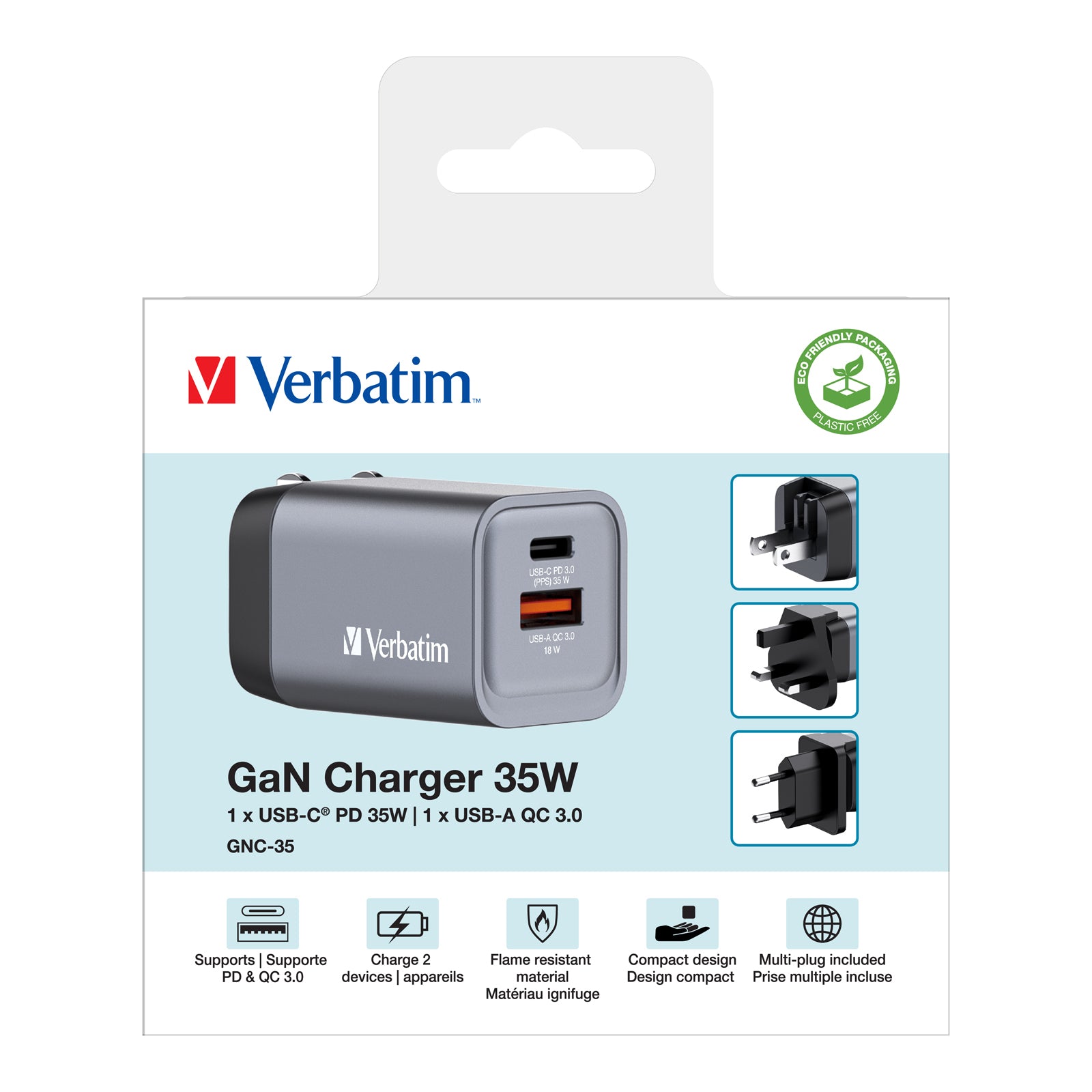 GNC-35 GaN Charger 2 Port 35W USB A/C E