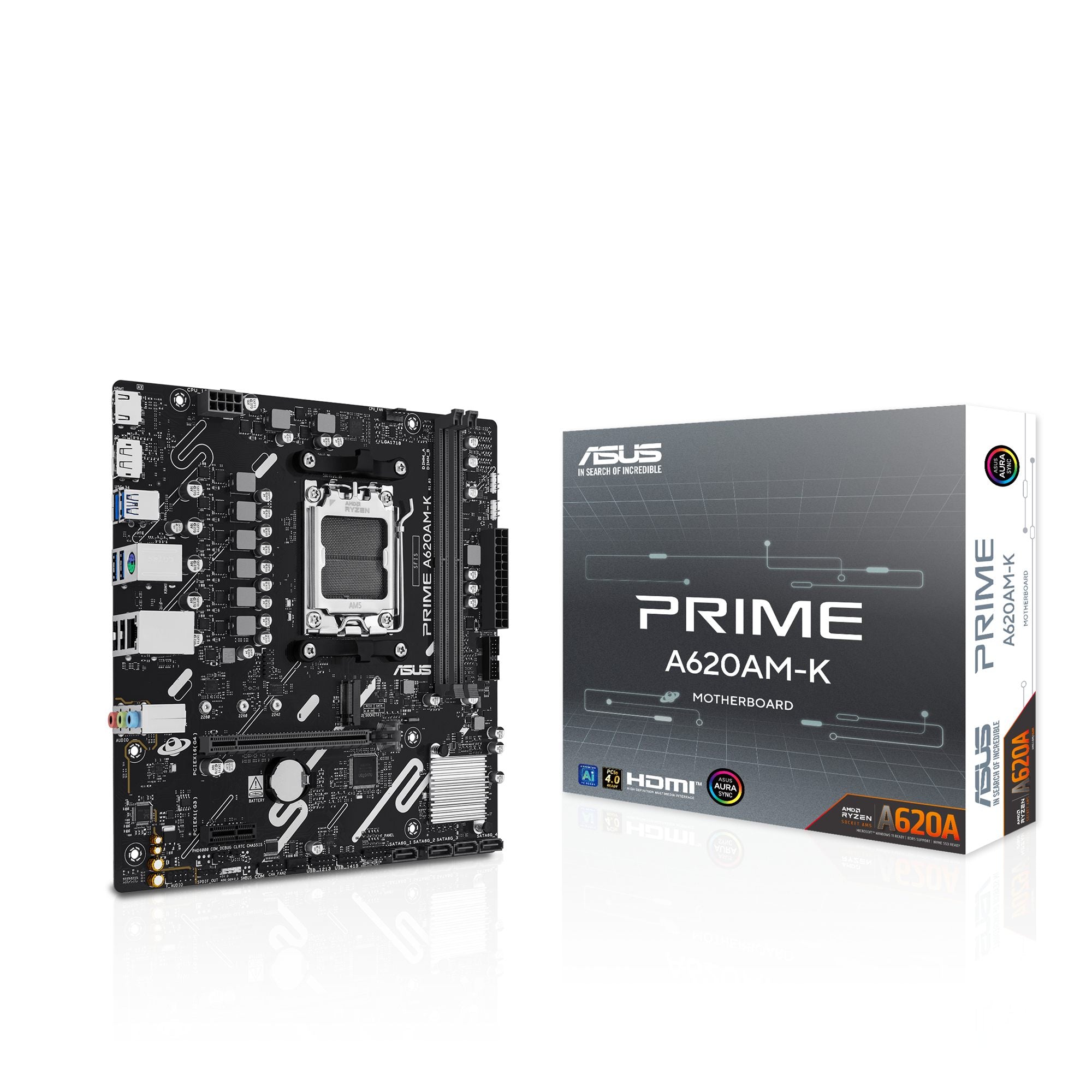 ASUS AMD A620A mATX motherboard 2xDDR5 1xHDMI 2.1 1xDP 1.4 1xM.2 4xSATA