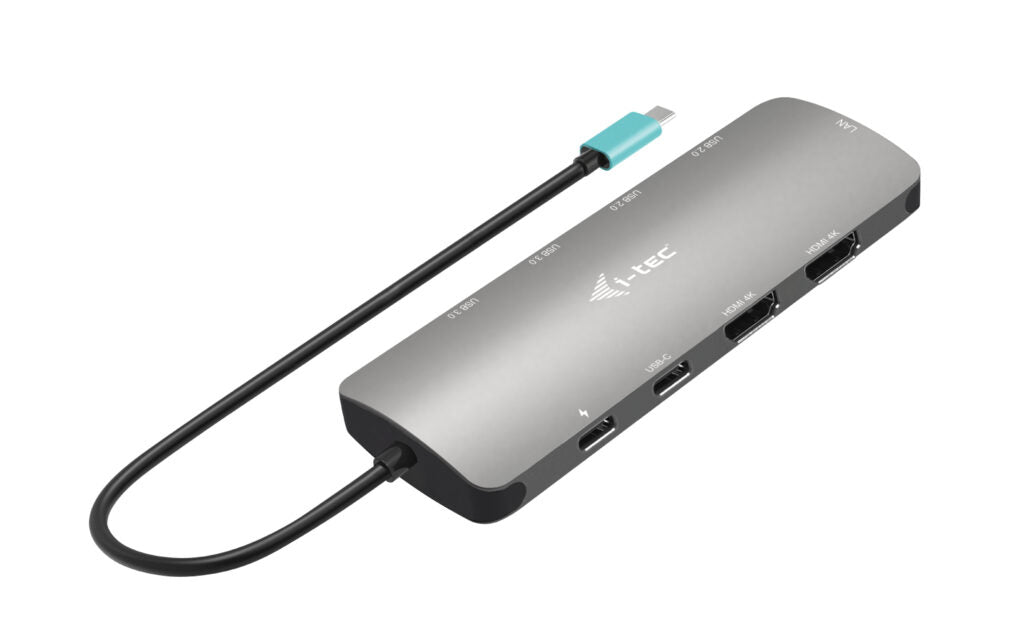 I-TEC USB-C Metal Nano Dock 2x HDMI 1x GLAN 2x USB 3.2 2x USB 2.0 1x USB-C 3.2 Gen.1 Data 1x USB-C 100W PD + Charger 100W