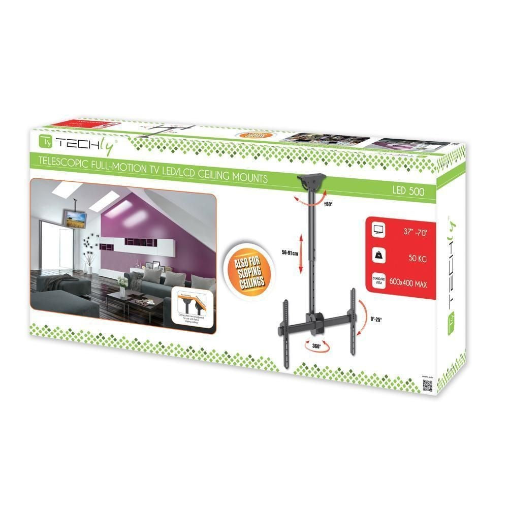 "Techly ICA-CPLB 946S Support de plafond pour TV 37-70"" LED/LCD 50kg réglable"