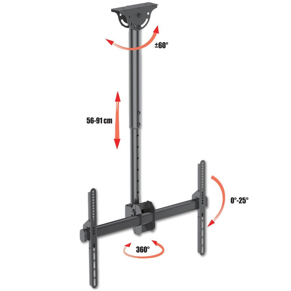 "Techly ICA-CPLB 946S Support de plafond pour TV 37-70"" LED/LCD 50kg réglable"