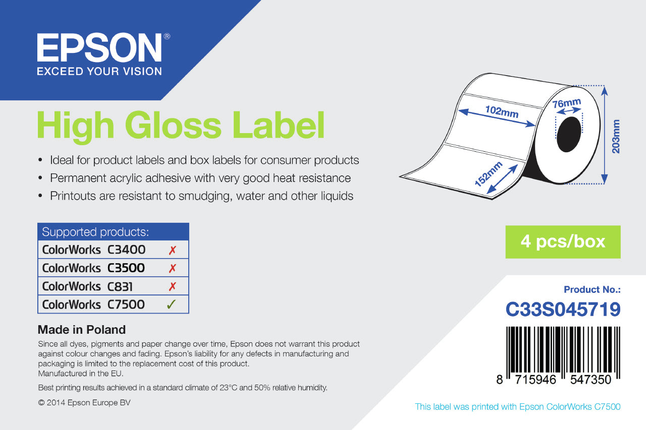 Epson High Gloss Label Blanc HG