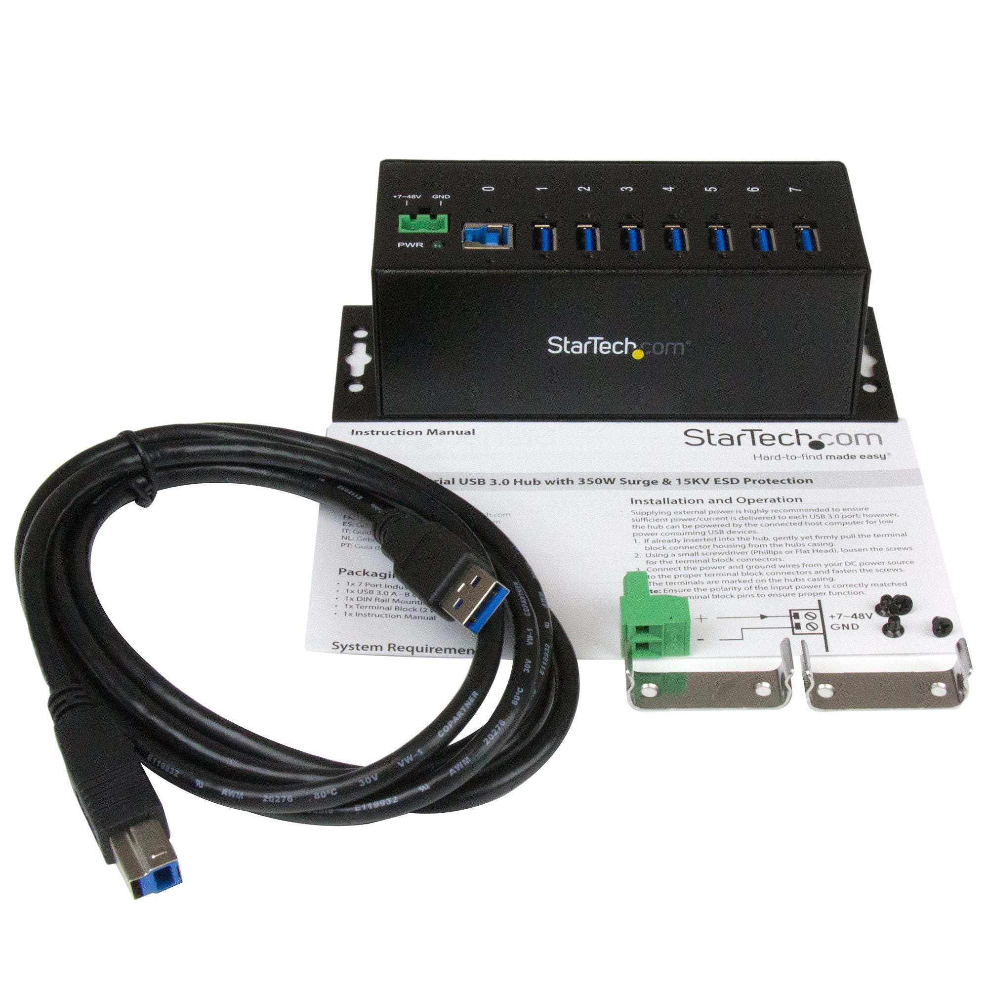 7 Port Industrial USB 3.0 Hub - Metal