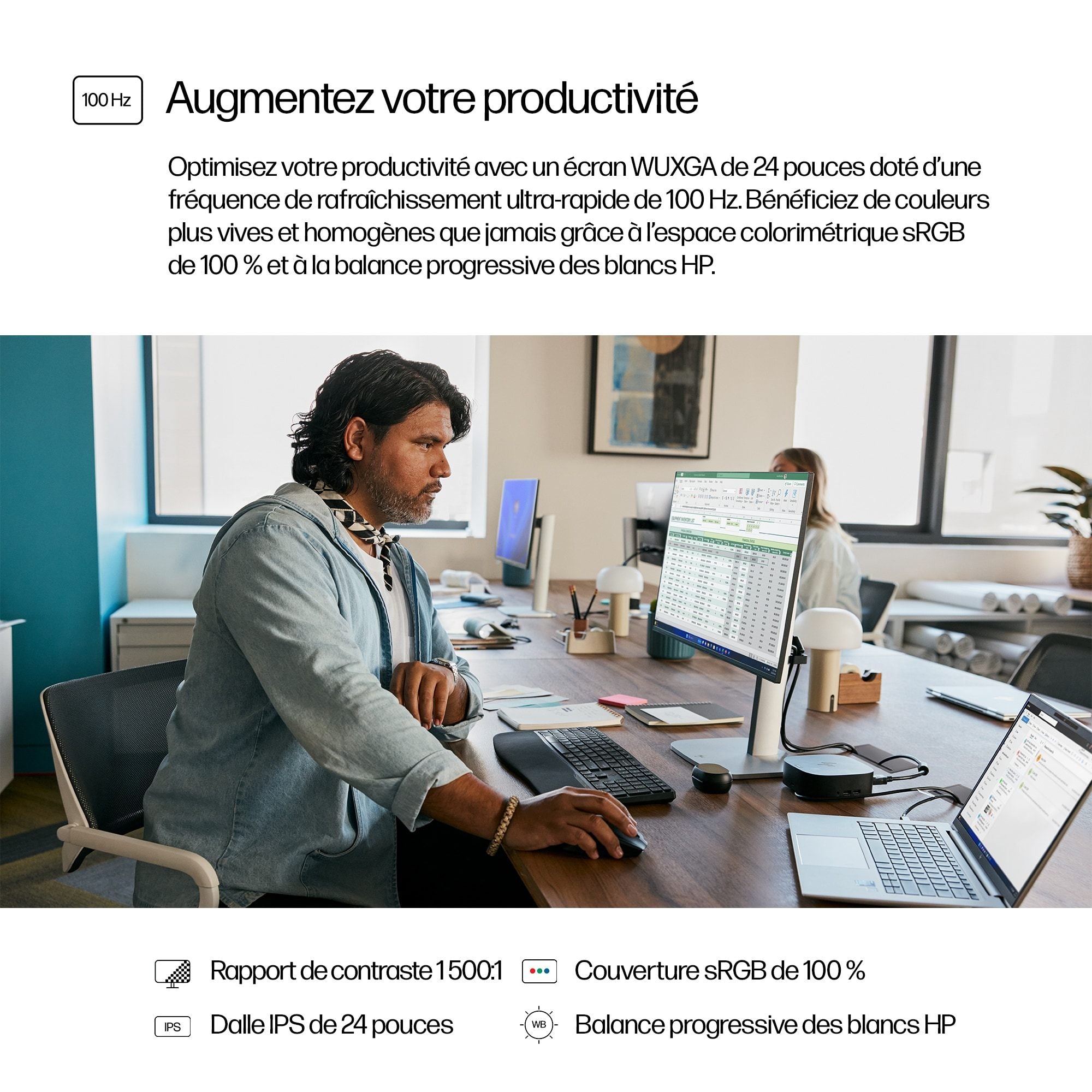 Moniteur HP S5 Pro 524PN - WUXGA 23,8" (1920 x 1200) 100Hz, IPS, 5 ms, HDMI, DisplayPort