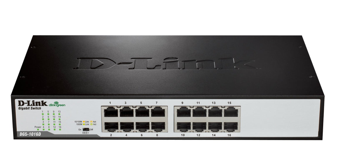D-LINK SWITCH 16 PORTS 10/100/1000 MBPS RACKABLE - NON MANAGEABLE