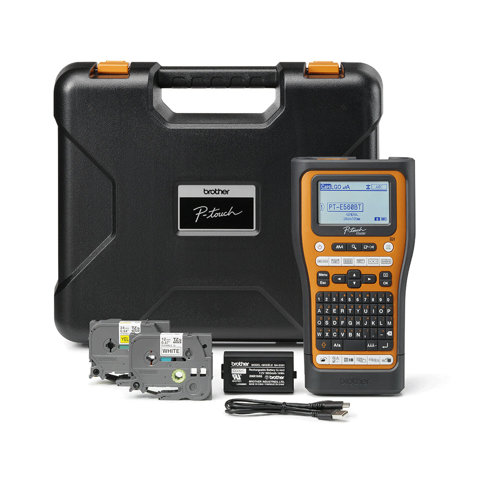 Brother PT-E560BTVP imprimante pour étiquettes Transfert thermique 180 x 180 DPI 20 mm/sec Avec fil &sans fil HSE/TZe Bluetooth QWERTZ