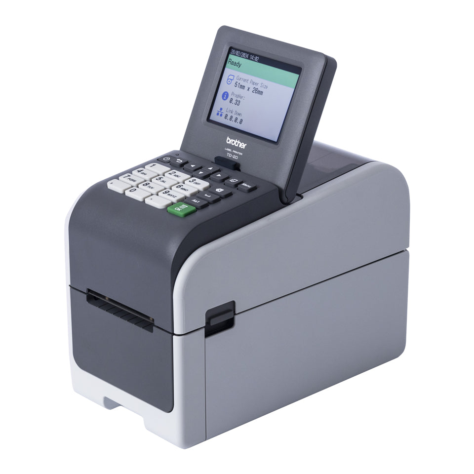 BROTHER 2p label printer USB connection 203dpi Ethernet Possible battery LCD screen Bluetooth Wi-Fi touch screen