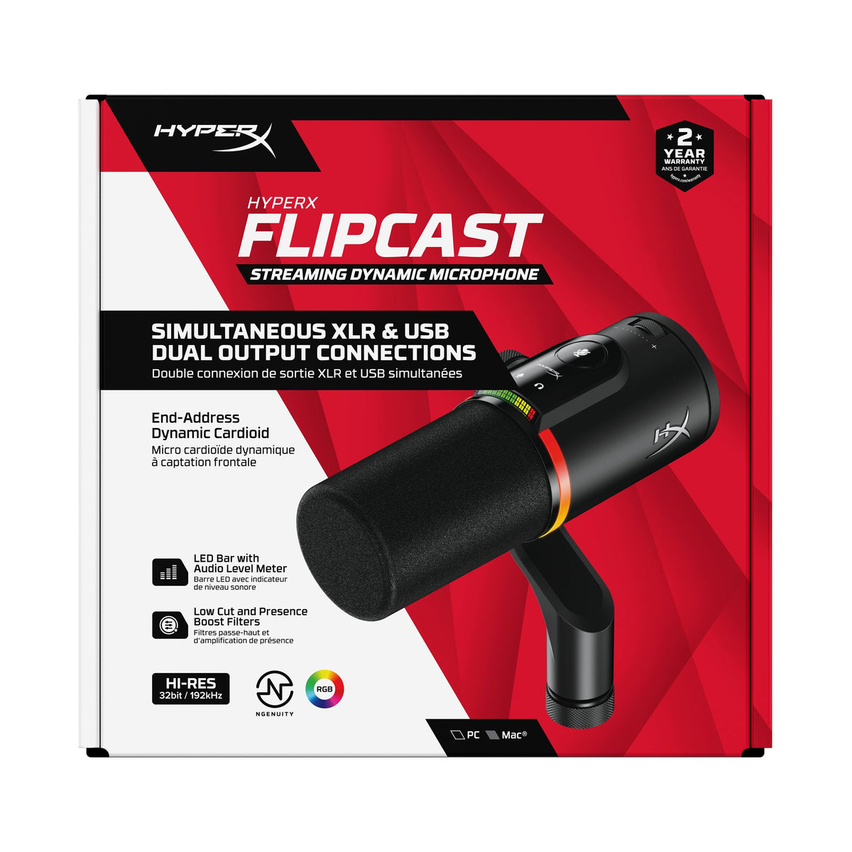 HyperX FlipCast - Microphone dynamique USB/XLR (Noir)