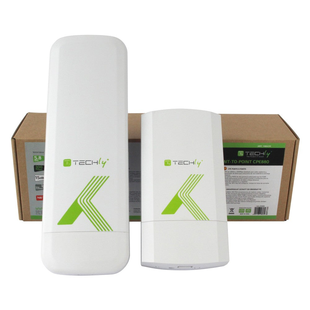 Techly I-WL-CPE880 Dispositif externe CPE/Point d'acces/Répéteur 5,8GHz 15dBi 300Mb/s