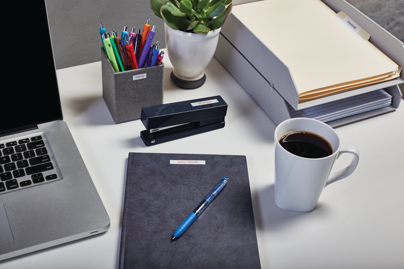 Ruban 9MM rouge sur blanc pour LP150/250-LM350/450/210D/220P