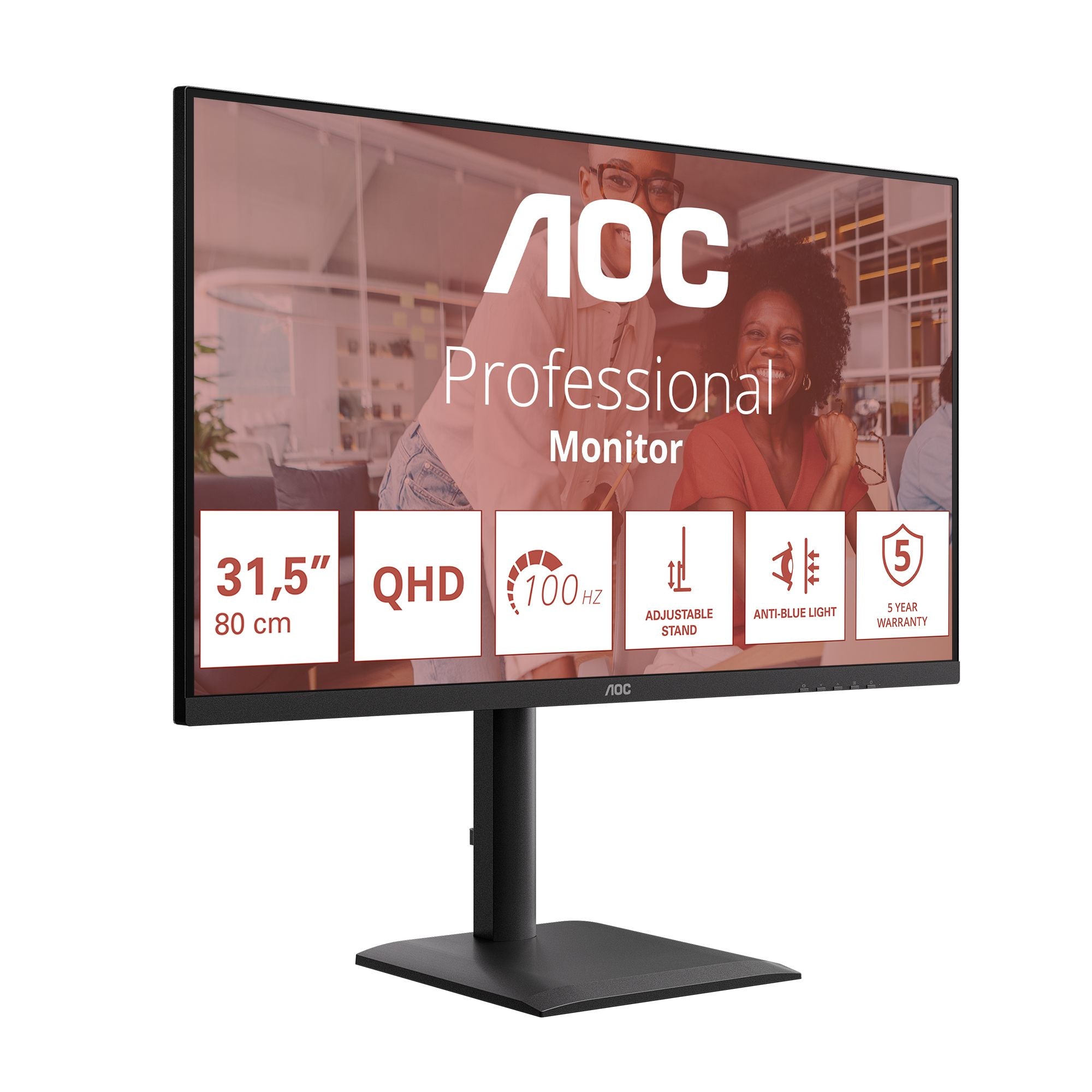 AOC Q32E4U écran LED - 32p - 2560 x 1440 QHD 100 Hz - IPS - 1000:1 - 4 ms - 2xHDMI, DP, HP , HAS , GAR 5 ans