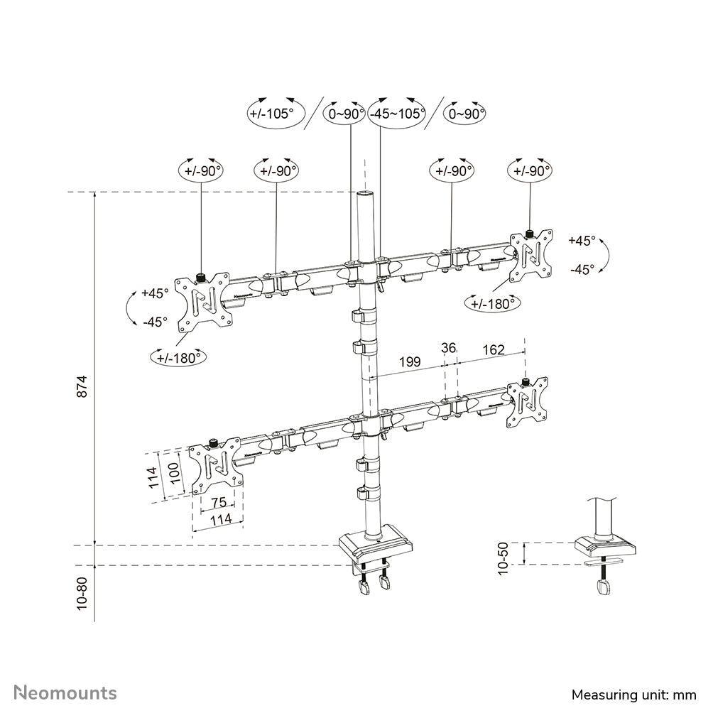 Neomounts DS60-600BL2-2 Quadruple monito