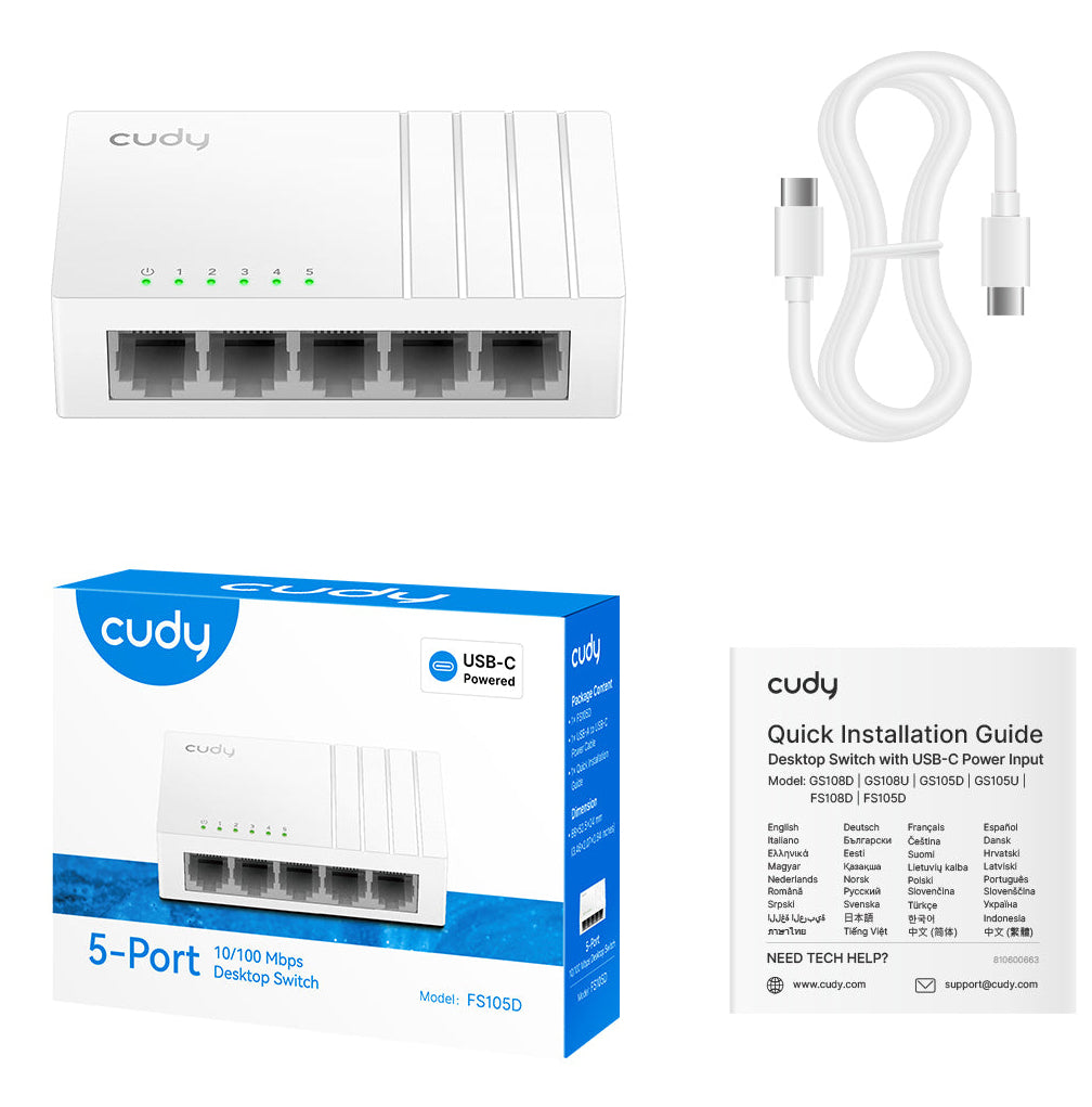 Cudy FS105D commutateur réseau Non-géré Fast Ethernet (10/100) Blanc