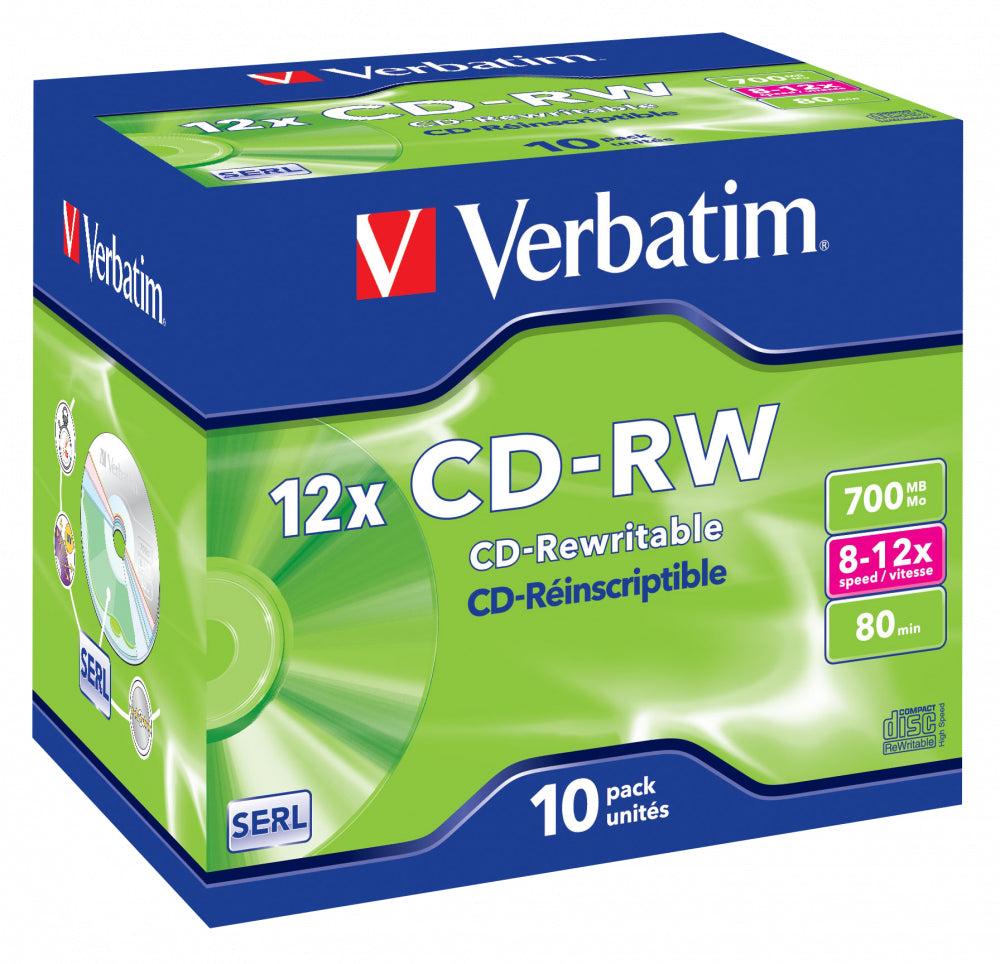 CD-RW/700MB 80Min 12x HiSpeed JC 10pk