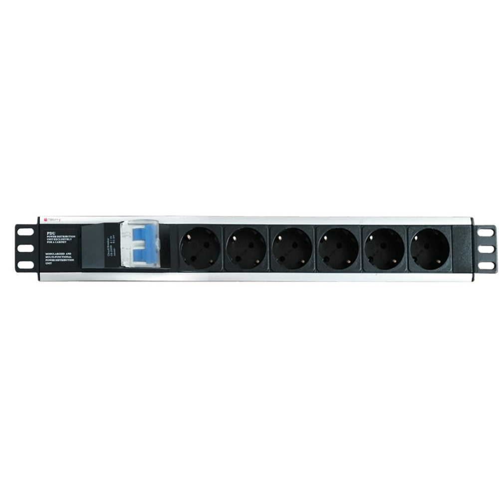 Techly I-CASE STRIP-16SH Multiprise 19' 1.5U X6 - Prises Schuko