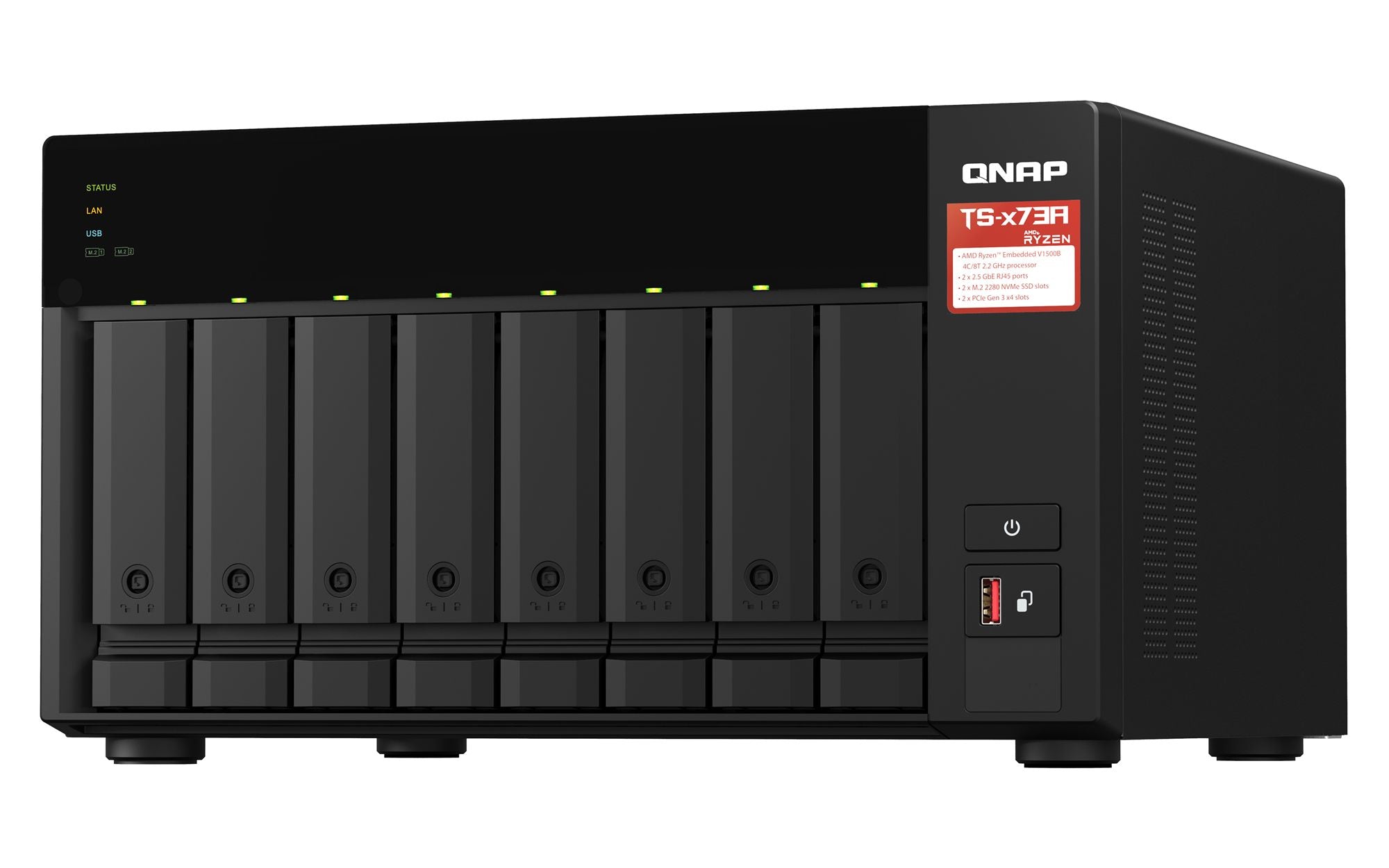 Desktop 8Bay NAS 8GB RAM 2x2.5Gbe Black